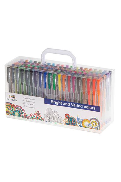 OEM Set of 140 multi-colored and glitter gel pens, 15 cm