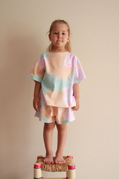 Oh La La Koala For Little Ones Batik Patterned Heart Embroidered Shorts Set