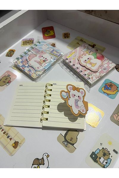 demirosa 3 Pcs A7 Size Mini Spiral Notebook with Cute Sticker Rabbit Cover