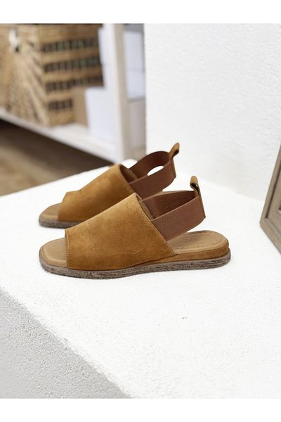 NUR KARACA 25Y744 Genuine Leather Comfort Sandals with Embedded Back for Women