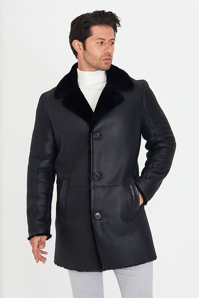 By Marki Marki Men's Genuine Fur Coat – Button Closure, -40 ° C-Resistant, 90 cm - 500022