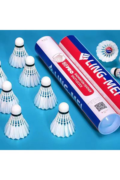LINGMEI 80 PRO BADMINTON PREMIUM FEATHER SHUTTLECOCKS