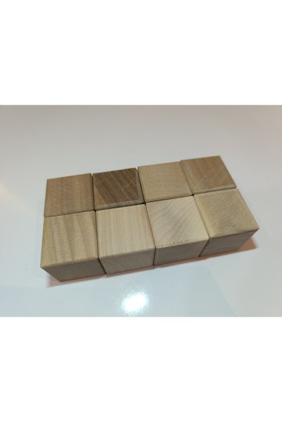 Mess Wooden Cube Blocks 4X4X4 cm Game, Decor - 8 Pieces