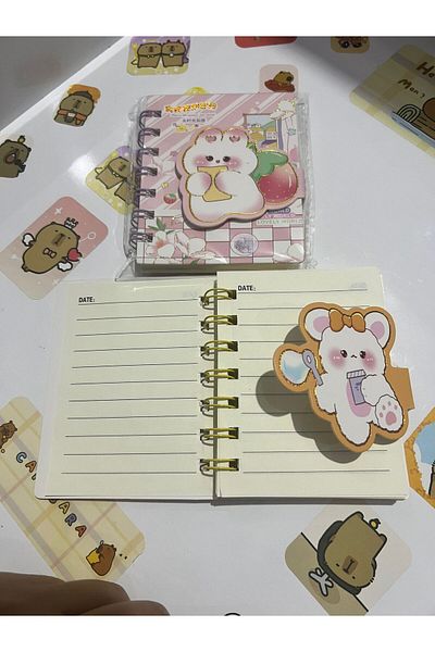 demirosa 2 Pcs A7 Size Mini Spiral Notebook with Cute Sticker Rabbit Cover
