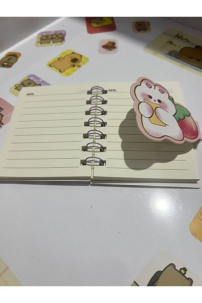 demirosa 1 Pcs A7 Size Mini Spiral Notebook with Cute Sticker Rabbit Cover