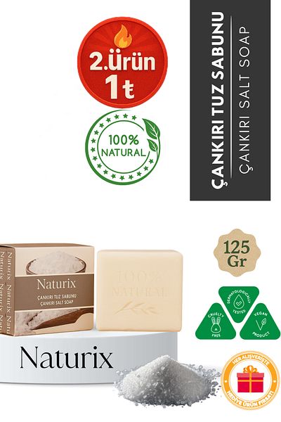 Naturix Çankırı Salt Soap 125 Gr |   Purifying, Pore Firming and Refreshing Skin Care Soap