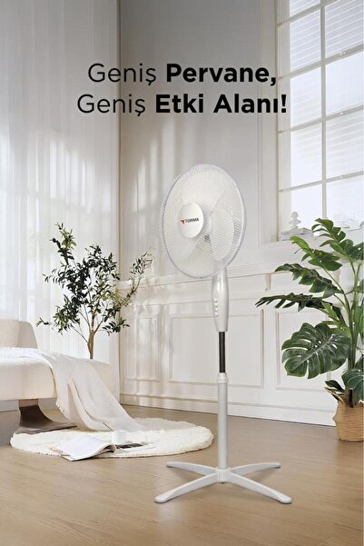 Torima SF-04 Beyaz Ayarlanabilir 16'' İnc Ayaklı Portatif – 55W 3 Kademe 3 Pervaneli Vantilatör Fan