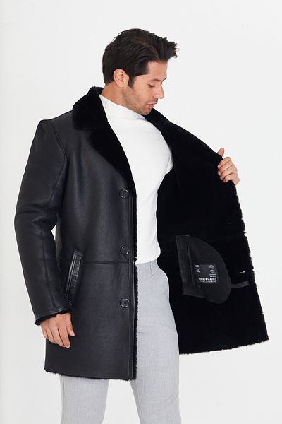 By Marki Marki Men's Genuine Fur Coat – Button Closure, -40 ° C-Resistant, 90 cm - 500022