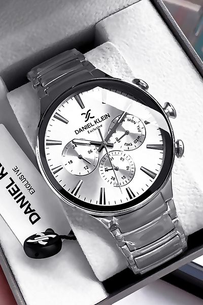 Daniel Klein Exclusive Men's Wrist Watch 3 Atm Waterproof Silver Color Steel Cord Gift Bracelet Dke2131C1