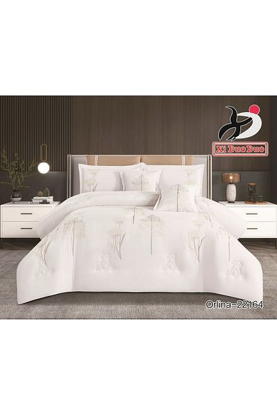 XI DUO Luxury embroidered microfiber comforter set, high quality, suitable for all seasons, 8 pieces