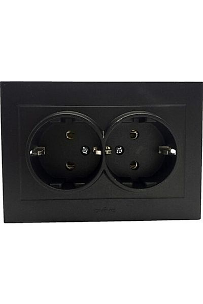 OVİVO Grano Metallic Black Double Earthed Piriz