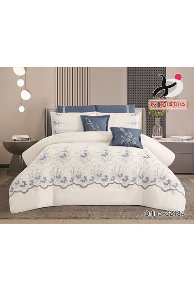 XI DUO Luxury embroidered microfiber comforter set, high quality, suitable for all seasons, 8 pieces