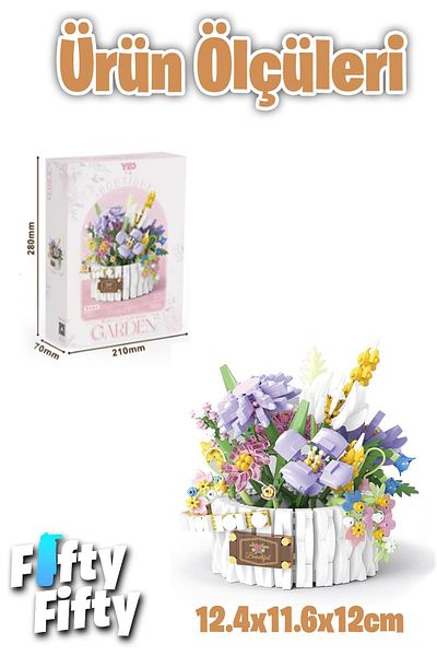 Vagonlife Panlos Yko Series Decorative and Collectible Flower Bouquet Model 1466 Piece Construction Set -Ffp1295