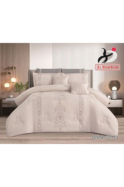 XI DUO Luxury embroidered microfiber comforter set, high quality, suitable for all seasons, 8 pieces