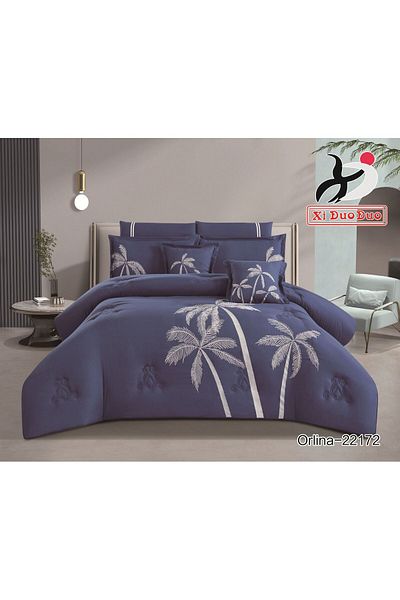 XI DUO Luxury embroidered microfiber comforter set, high quality, suitable for all seasons, 8 pieces