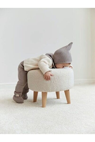 WoodyMaison Mini Minnak Puf Teddy Kumaş Pouf