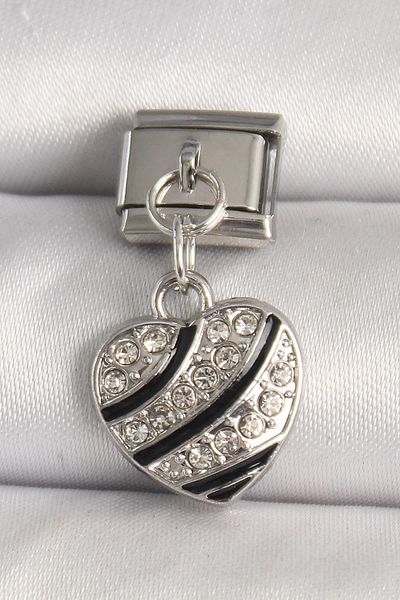 Celira Steel Silver Color Zircon Stone Heart Model Nomination Charm