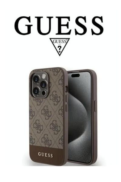 Guess كفر آيفون 14 برو ماكس من جيس – جلد فاخر بتصميم فرنسي أصلي ومضاد للصدمات بلون بني