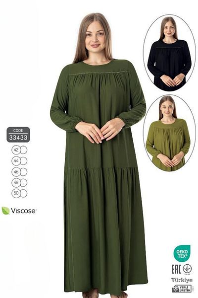 Juliet Deluxe Γυναικείο μακρυμάνικο φόρεμα από ύφασμα βισκόζης Plus Size 33433