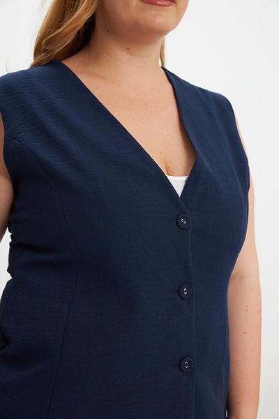 RMG Plus Size Trousers Vest Double Suit Navy Blue