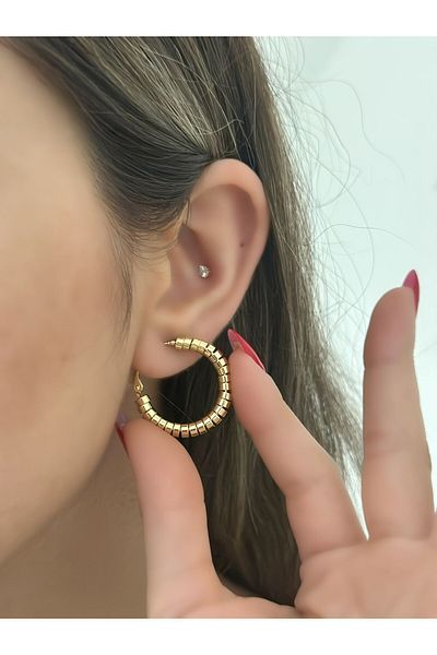 MyladyAccessoriess Cut Plate Hoop Earrings (Steel)