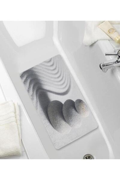 Saban Non-Slip Bath Mat – Plastic, Suction Cup, Stone Pattern Shower Mat, Anti-Slip Mat 70X40 cm