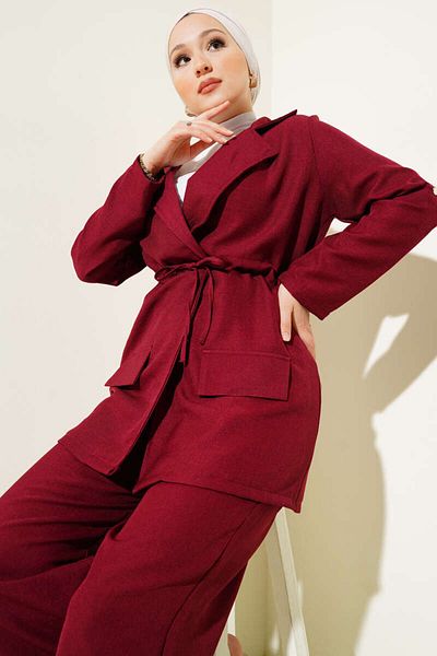 VOLT CLOTHİNG Kadın Ceketli Keten Takım