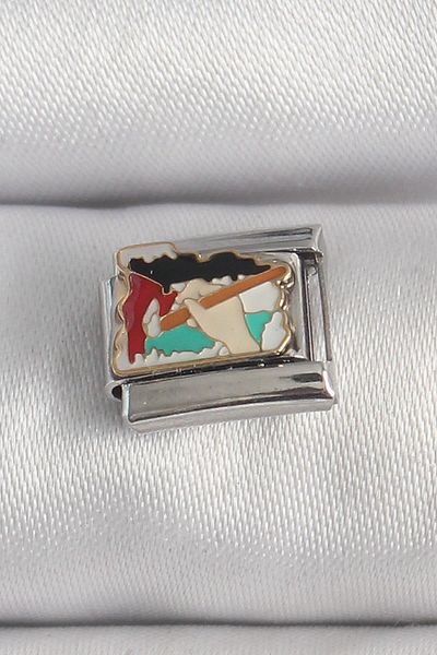 Celira Steel Silver Color Colorful Palette Brush Embroidered Model Nomination Charm