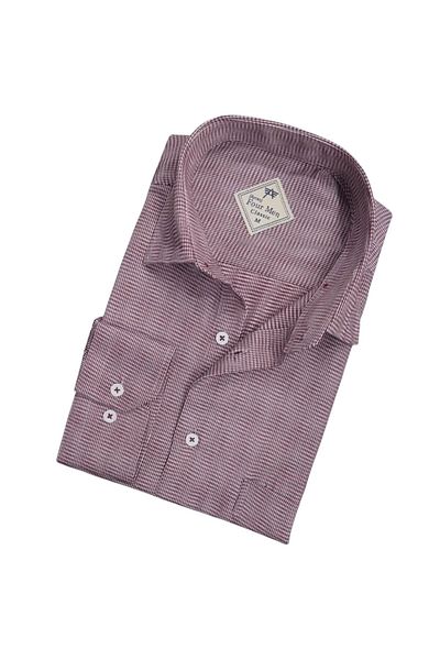 GÖMLEK GALERİSİ Men's Classic Relaxed Fit Dobby Cotton Long Sleeve Shirt