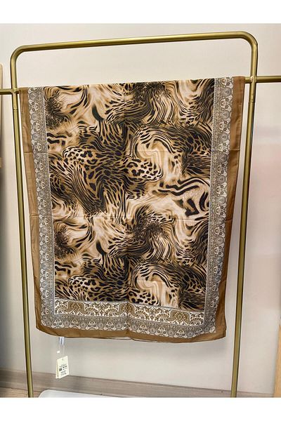 MENESSA Cotton Voile Leopard Pattern Shawl