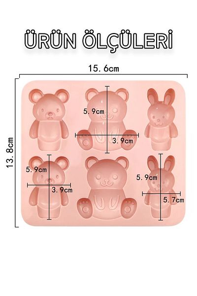 Factorial Teddy Bear Ice Mold 1 Piece 6 Chamber Homemade Candy Chocolate Ice Pop Food Drink Ice Tray