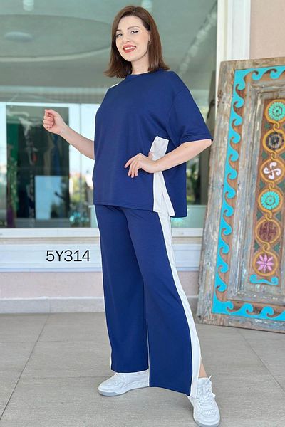 İnce Topuk Striped Slit Detail Modal Suit 5Y314