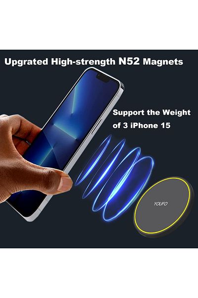 Youfo Universal Magnetic Phone Holder with 360° Rotation, Dashboard Mount, MagSafe Support -Y4887