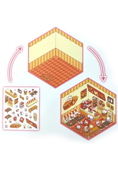 Limmy Hamburger Shop Isometric Sticker Making Set 3D Sticker Adhesive Sticker - Rabbit (No:03)