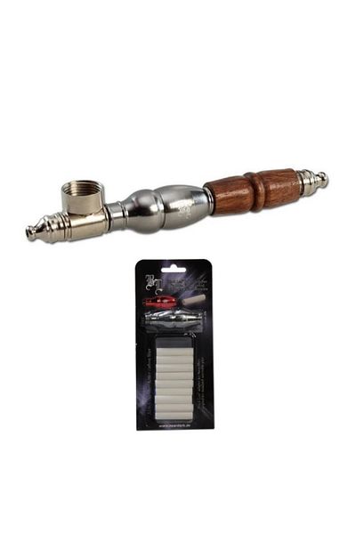 Black Leaf Wood Pipe Black Leaf with Adapter and Active Carbon Filters x10