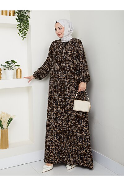 Nevayla Moda Φόρεμα βισκόζης με συσπειρωμένο μπροστινό μέρος - Indigo / E0130