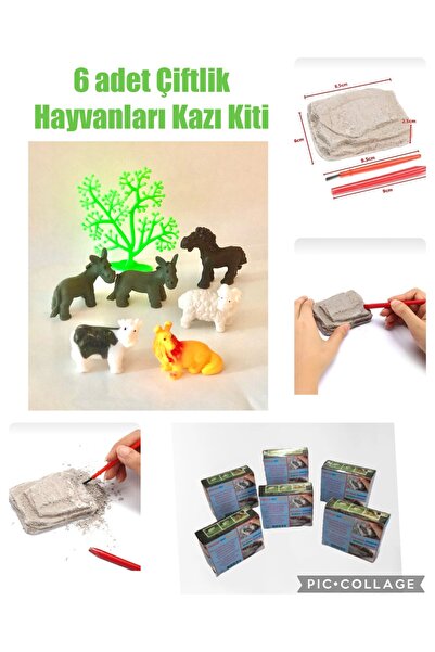 AZİZ OYUNCAK 6 Adet Çiftlik Kazı Kiti Oyun Sınıf Çalışması Etkinlik Seti