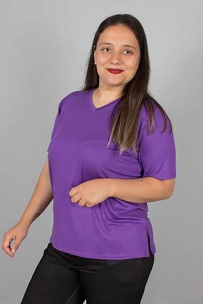 Truva XXL Purple V-Neck Lycra Viscose T-Shirt – Comfortable, Stylish and Breathable Fabric