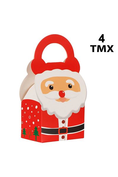 OEM Christmas Candy Boxes, Santa Claus Pattern, 9x6x9cm, Set of 4 Pieces, Multicolor