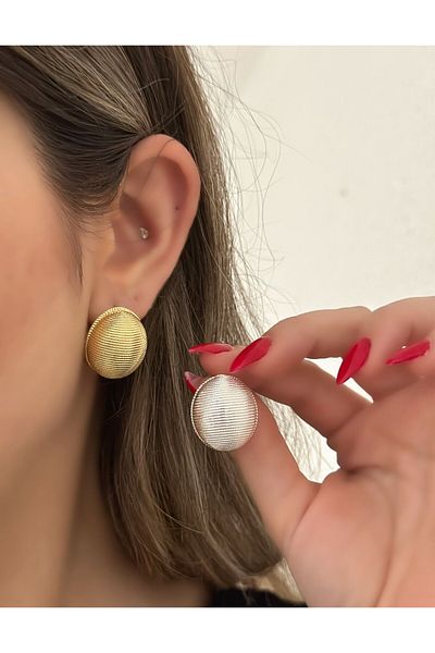 MyladyAccessoriess Ratchet Plate Round Steel Earrings Silver