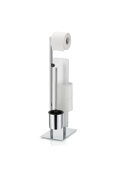 Kela Style toilet set with spare roll holder, shiny metal 26x18x71cm