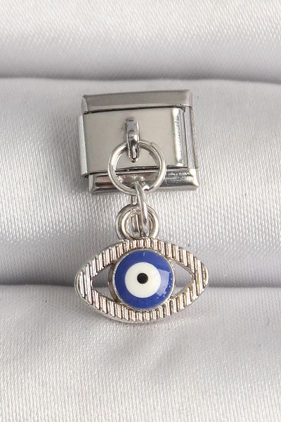 Celira Steel Silver Color Evil Eye Bead Detailed Eye Model Nomination Charm