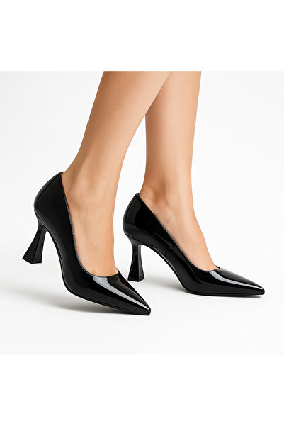 yıldız park Cali Siyah Rugan kadın topuklu ayakkabı