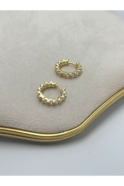 MyladyAccessoriess Minimal Steel Hoop Earrings with Zircon Stone Detail