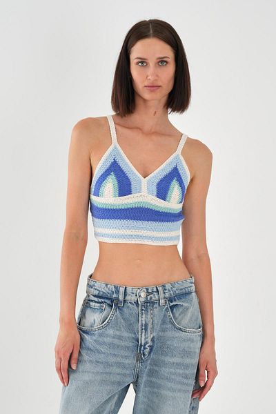 ALEXANDERGARDI Women's Crop Tank Top with Knitted Detail and Pattern