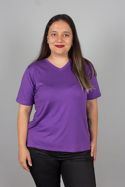 Truva XXL Purple V-Neck Lycra Viscose T-Shirt – Comfortable, Stylish and Breathable Fabric