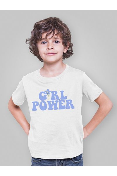 SEVBANO Tricou unisex pentru copii cu Girl Power Written (vârsta 1-12)