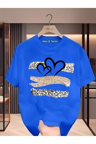 New Shine 1 tricou este un cadou pentru achiziții de 6 și peste în coș - Tricou oversize cu imprimeu de inimi