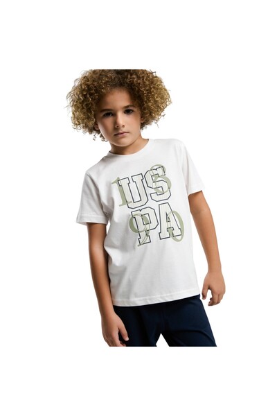 U.S. Polo Assn. Boy's White Short Sleeve Pajama Set