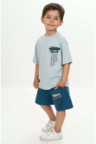 Toontoy Boy's Happy Text Printed Shorts Suit